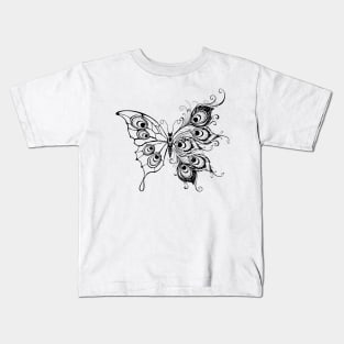 Butterfly with Peacock Feathers Kids T-Shirt